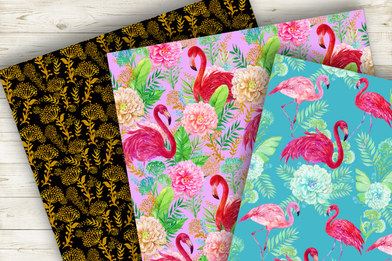 flamingo-seamless-patterns