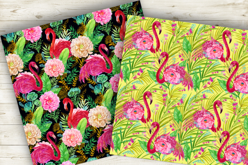 flamingo-seamless-patterns