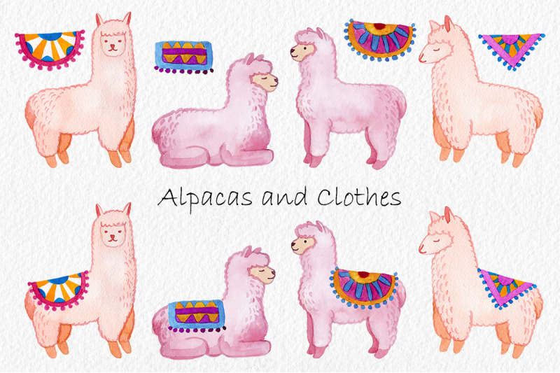 cute-alpaca-watercolor-clipart-set