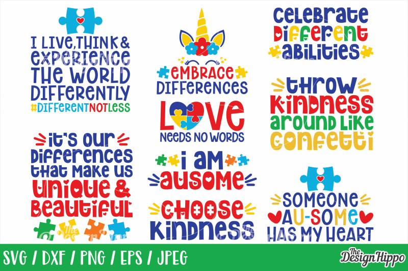 Download Autism SVG Bundle, 30 Designs, DXF PNG Cricut Cutting Files By The Design Hippo | TheHungryJPEG.com