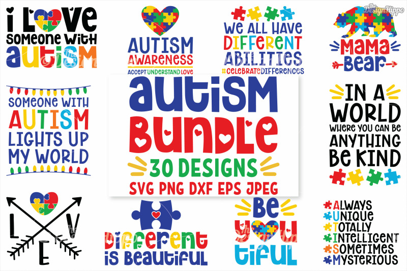 Download Autism SVG Bundle, 30 Designs, DXF PNG Cricut Cutting ...