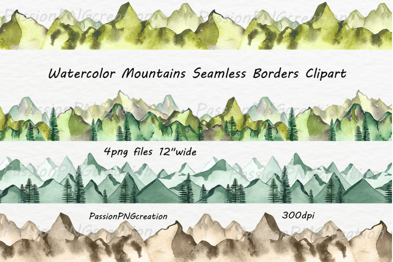 big-set-of-watercolor-mountains-clipart-png-watercolour-mountain