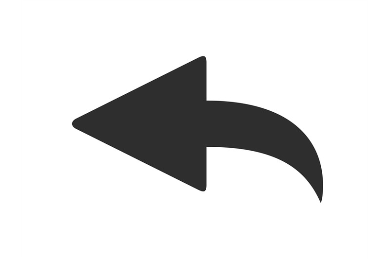 Curved back arrow. Left pointer icon, curve cursor vector symbol By ...