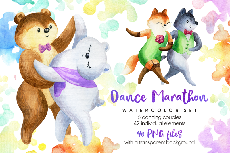dance-marathon-watercolor-animals-set