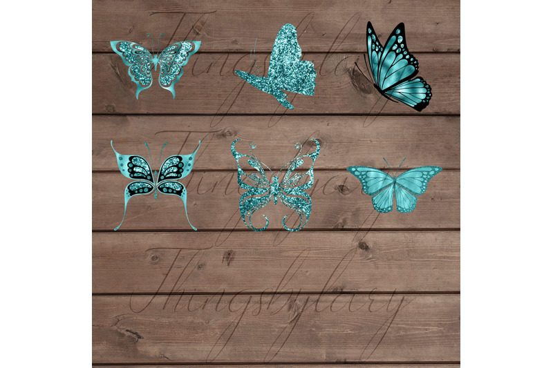 30-teal-glitter-foil-wedding-butterfly-digital-images