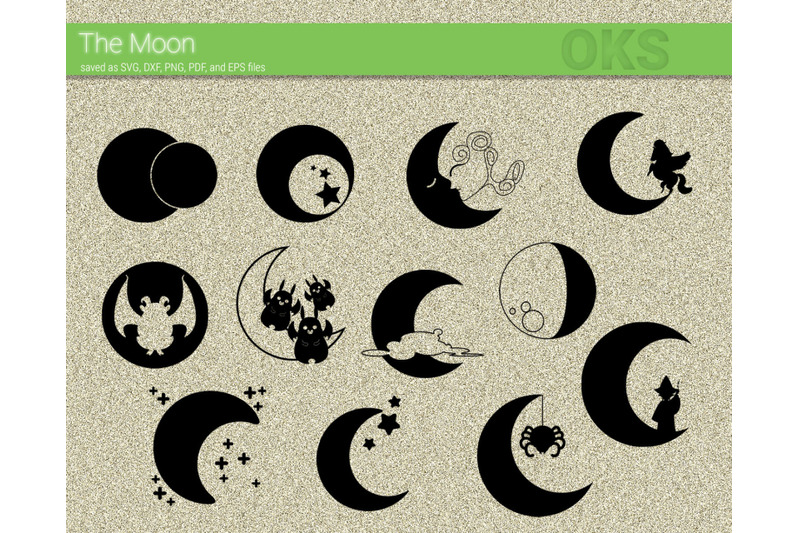 moon svg, svg files, vector, clipart, cricut, download By CrafterOks | TheHungryJPEG.com