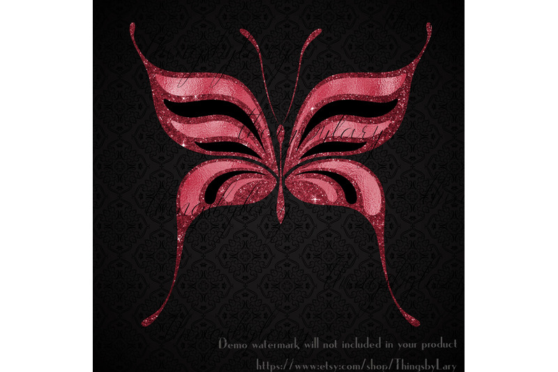 30-red-ruby-foil-and-glitter-flying-butterfly-digital-images