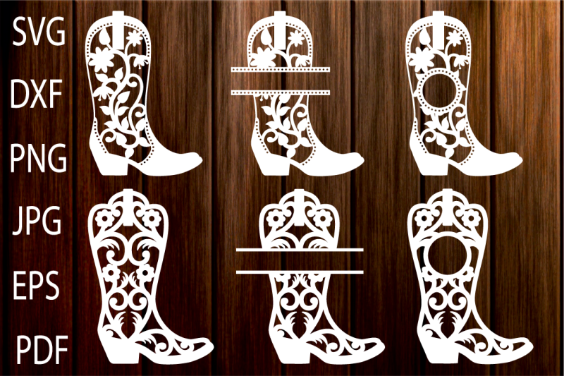 Cowgirl Boots SVG, Cowboy Boots Monogram Frames, Western SVG By