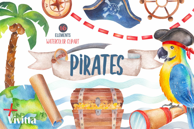 pirates-watercolor-clipart-set-pirates-party