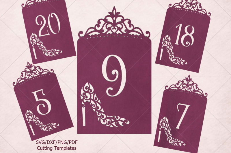 Wedding Table numbers svg dxf paper cut laser cut ...
