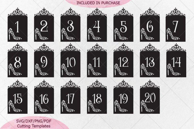 Download Wedding Table Numbers Svg Dxf Paper Cut Laser Cut Templates By Kartcreation Thehungryjpeg Com
