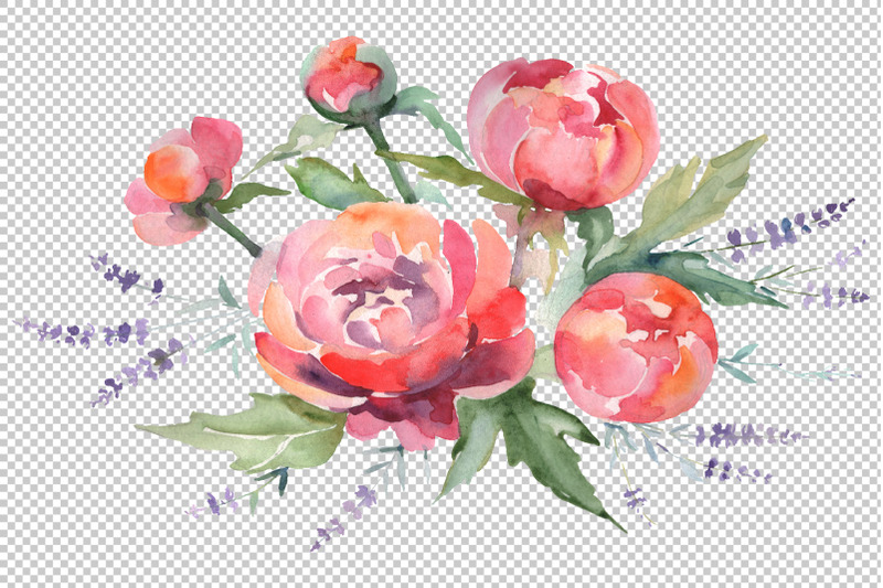 bouquet-with-peonies-and-lavender-red-watercolor-png