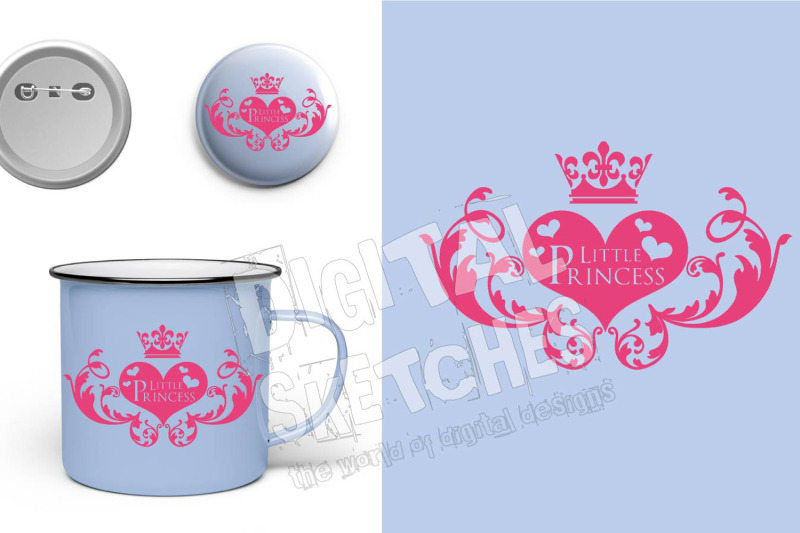 Download Little Princess Crown Heart Saying Cut File Silhouette Vector By Digital Sketches Thehungryjpeg Com