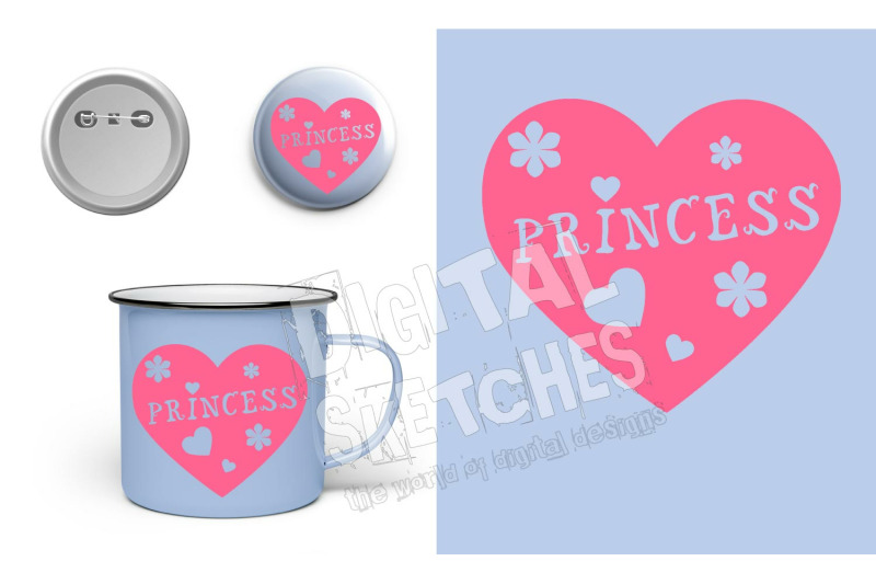 Download Princess Heart Cut File Crown Silhouette Vector .SVG .DXF ...