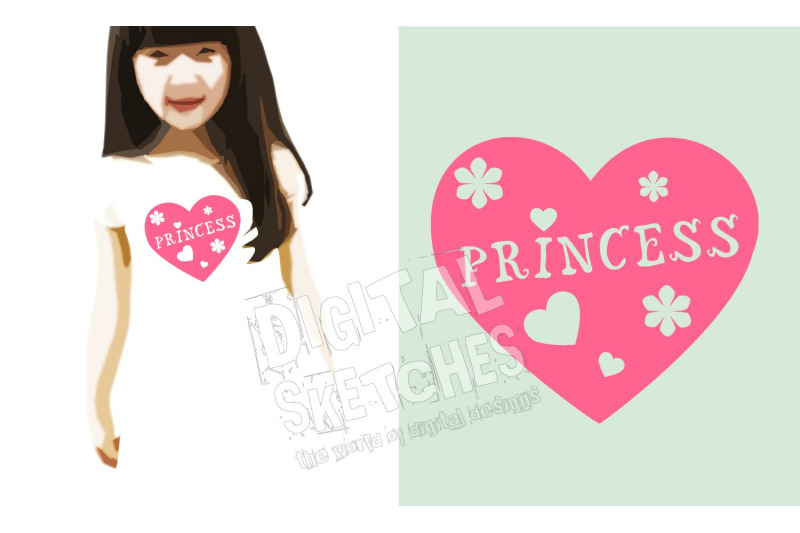 Princess Heart Cut File Crown Silhouette Vector .SVG .DXF ...