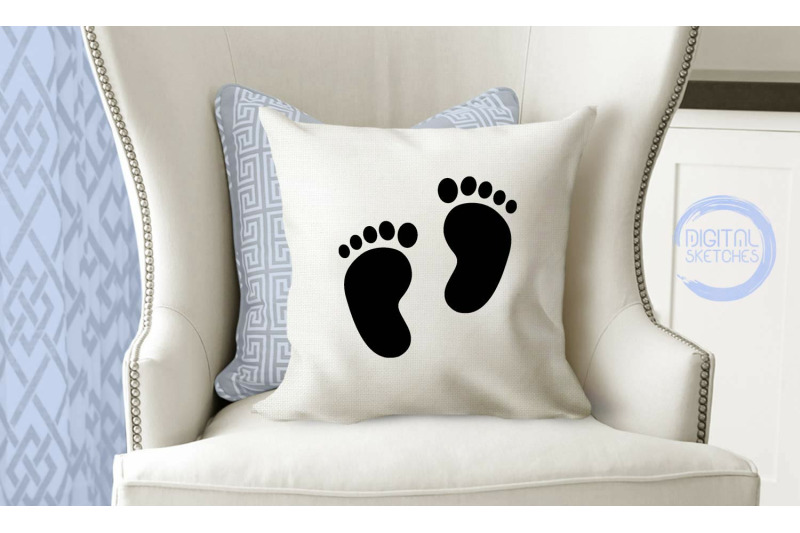Download Baby Feet Silhouette Vector Cut File .SVG .DXF By Digital ...