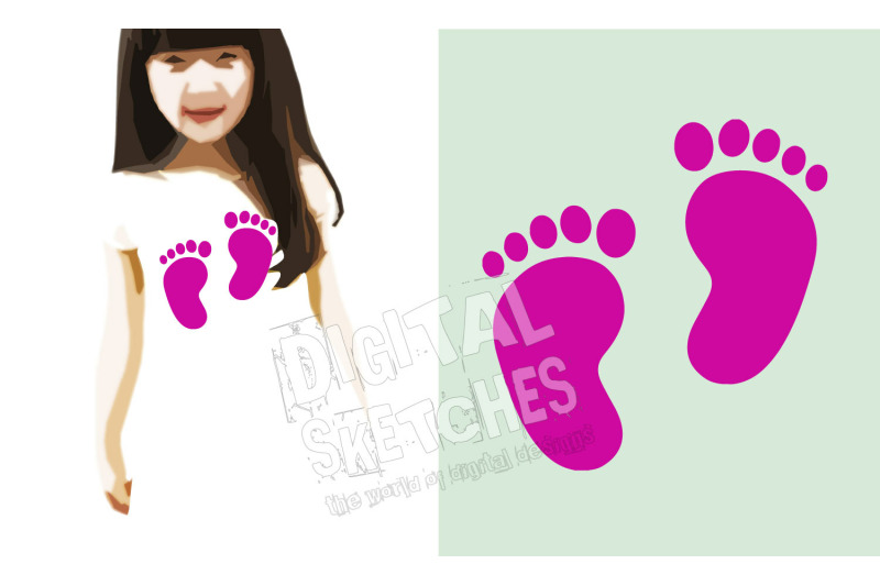 Download Baby Feet Silhouette Vector Cut File .SVG .DXF By Digital ...