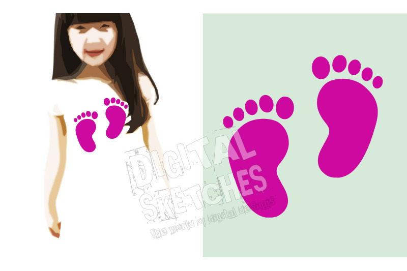 Download Baby Feet Silhouette Vector Cut File .SVG .DXF By Digital Sketches | TheHungryJPEG.com