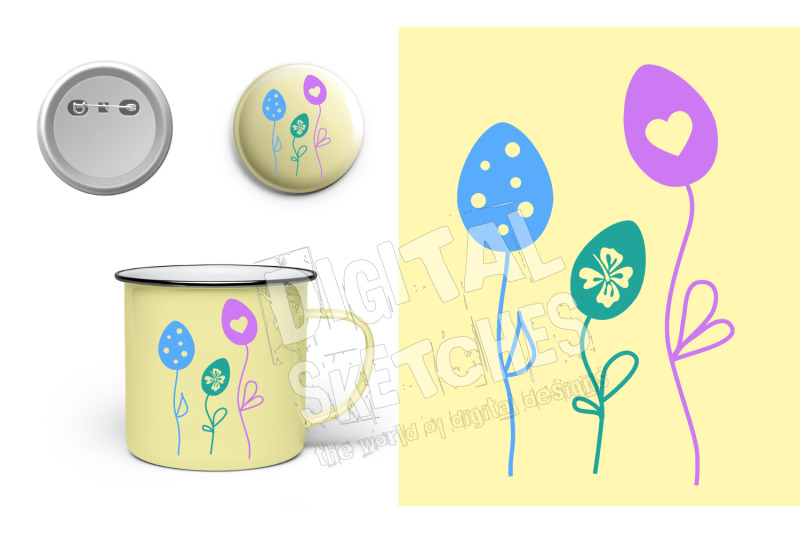 Download Easter Egg Flowers Cut File Vector .SVG .DXF By Digital ...