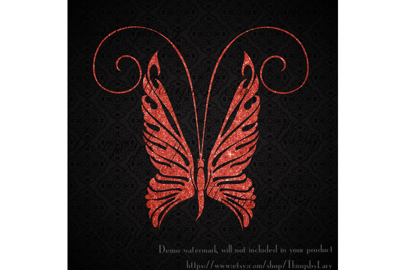 30-living-coral-foil-glitter-flying-butterfly-digital-images