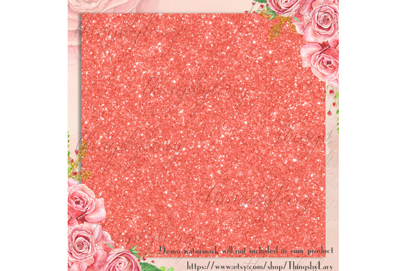 42-living-coral-glowing-glitter-sequin-digital-papers