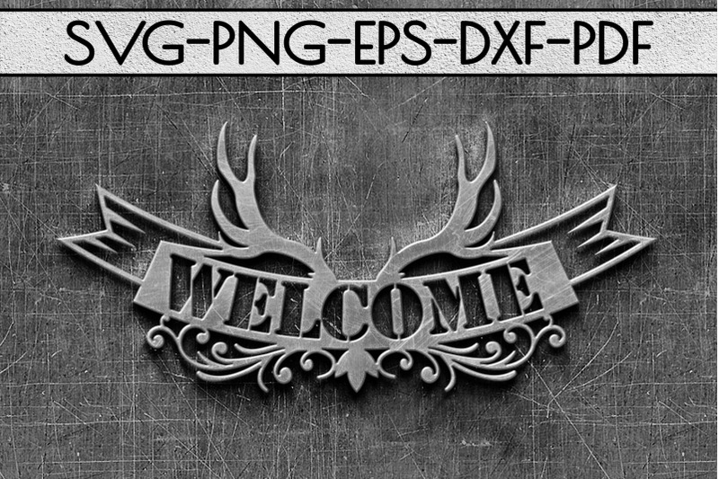 Download Welcome Antler Sign Papercut Template, Home Decor SVG, PDF ...