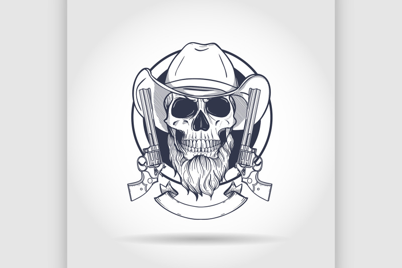 sketch-skull-with-cowboy