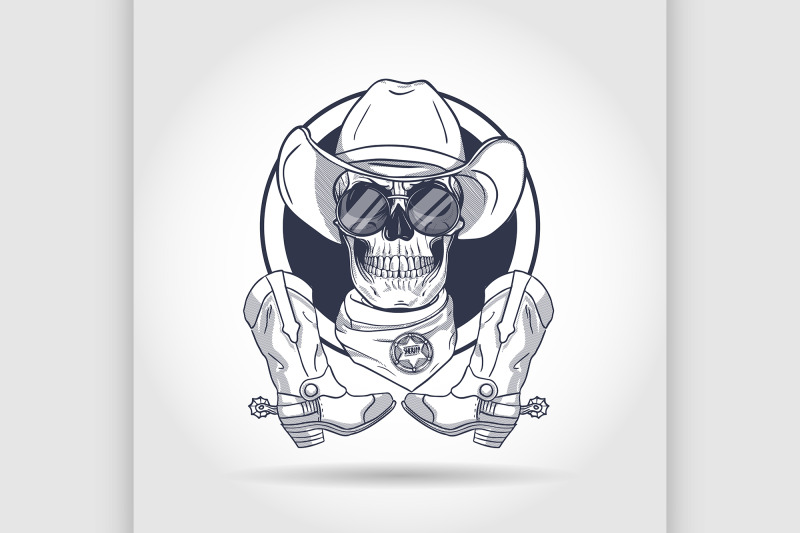 sketch-skull-with-cowboy