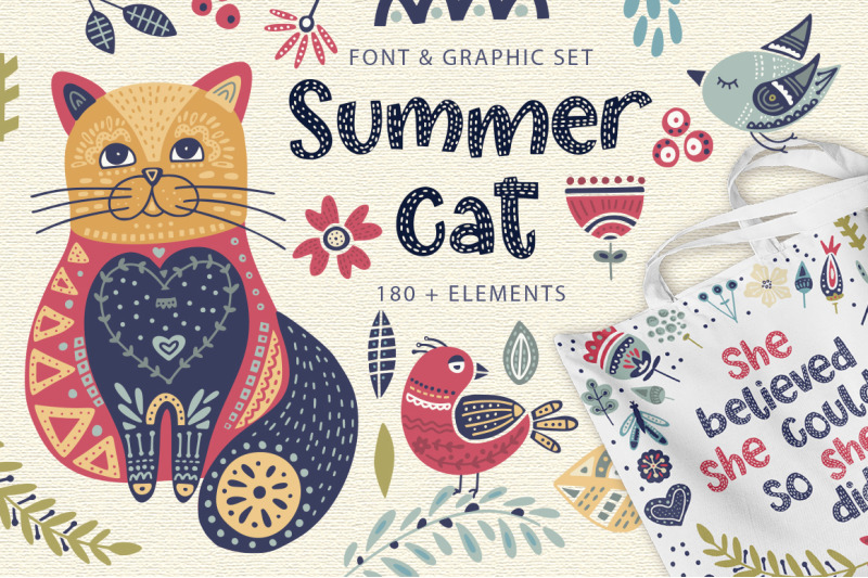 summer-cat-font-graphics
