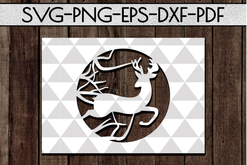 deer-frame-papercut-template-wild-adventure-scenery-svg-pdf
