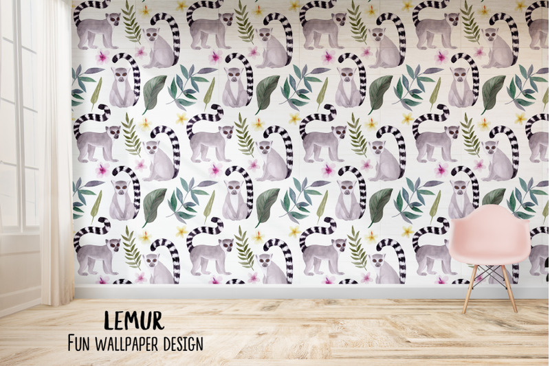 watercolor-lemur-patterns-cliparts