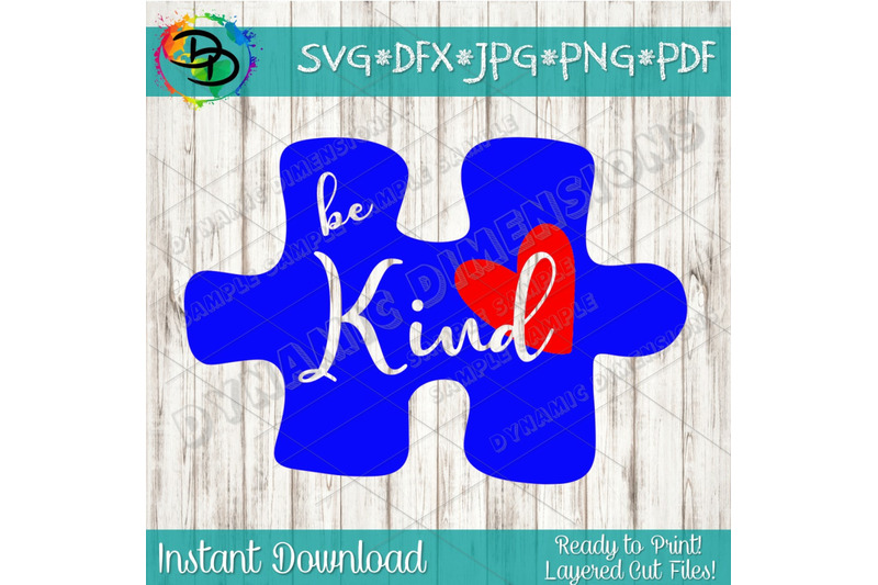 be-kind-svg-png-dxf-autism-awareness-puzzle-piece-instant-download-sil
