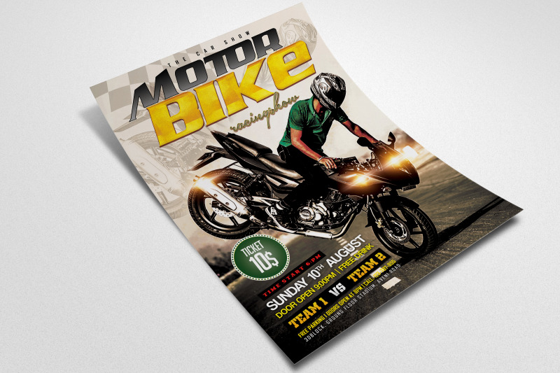 Motorbike Racing Flyer By Designhub Thehungryjpeg Com