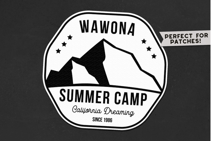 Forest Adventure Summer Camp Black And White Badge Vector Logo