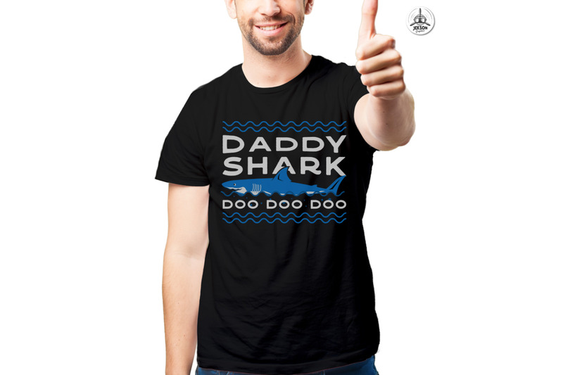 Download Retro Daddy Shark Print / Fathers Day T-Shirt, Family SVG By Jekson Graphics | TheHungryJPEG.com