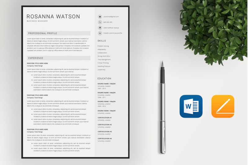 resume-template-cv-4-pages-resume-cover-letter