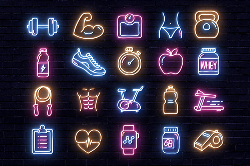 gym-instagram-icons-neon-design