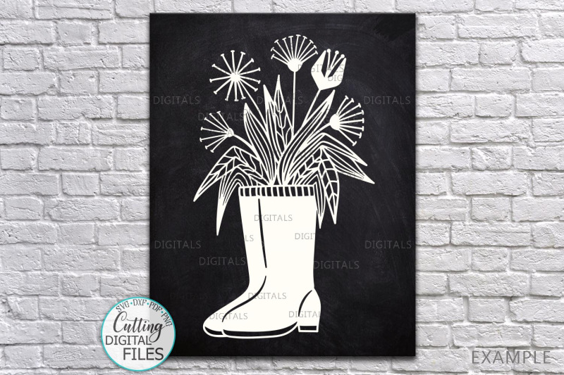 flowers-wellies-rain-boots-svg-dxf-laser-paper-cut-out-template