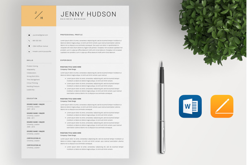 resume-template-and-cover-letter-4-pages-resume-template