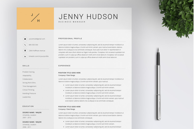 resume-template-and-cover-letter-4-pages-resume-template