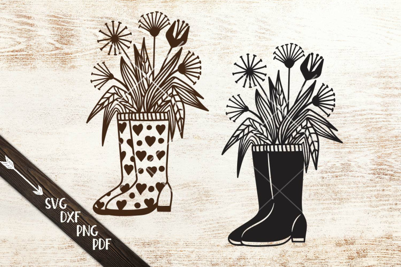 wellies-rain-boots-with-flowers-svg-dxf-cutting-templates