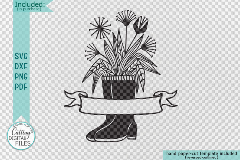 flowers-wellies-rain-boots-monogram-svg-dxf-laser-paper-cut