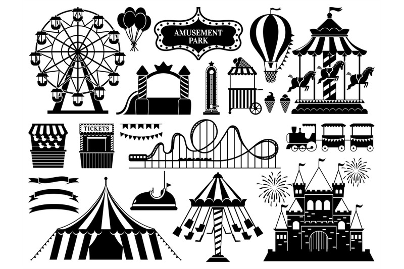 amusement-park-silhouette-carnival-parks-carousel-attraction-fun-rol