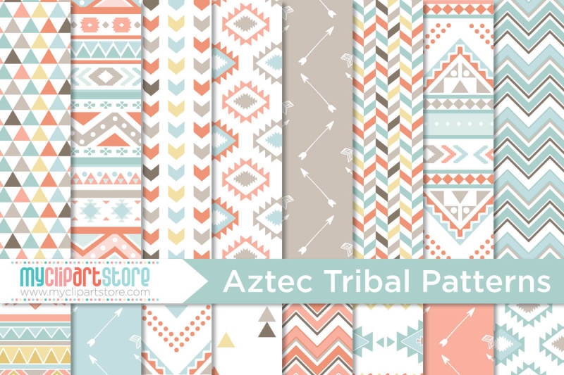 digital-paper-tribal-american-indian-aztec-navajo-geometric-patterns