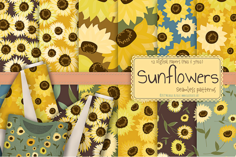 sunflowers-seamless-patterns-and-digital-papers