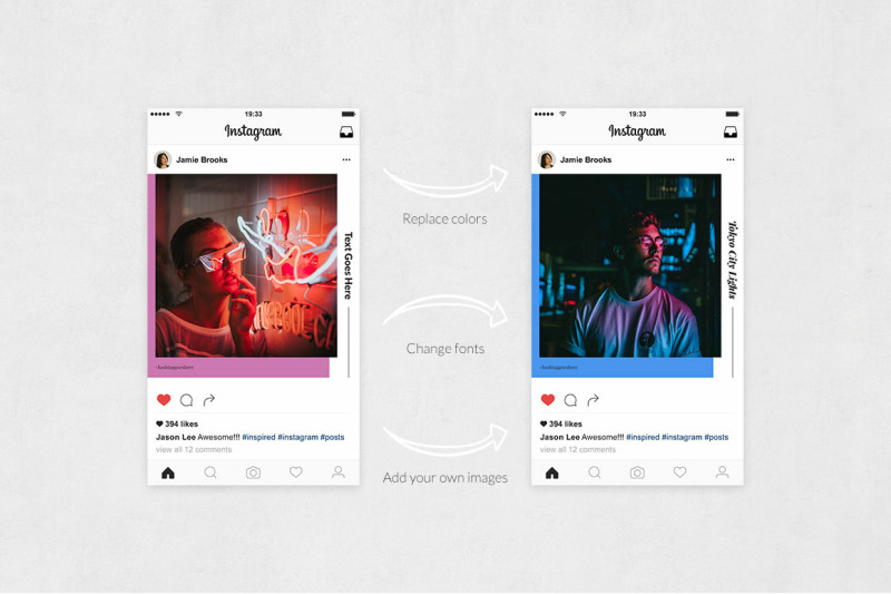 Neon Instagram Posts By Social Corner Graphics Thehungryjpeg Com