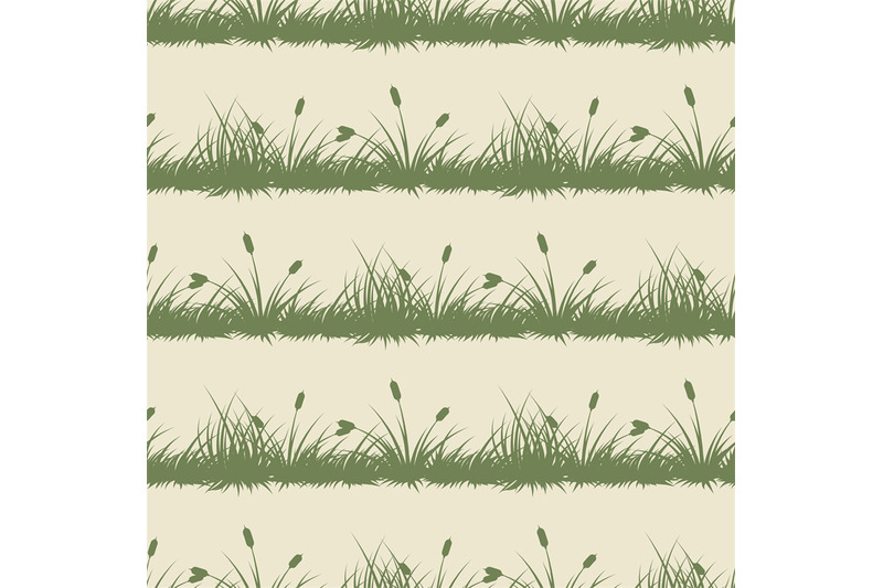 vintage-grass-and-bushes-silhouettes-horizontal-seamless-patterns