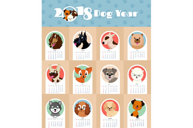 2018-new-year-calendar-with-cute-and-funny-puppy-dogs-chinese-symbol-v