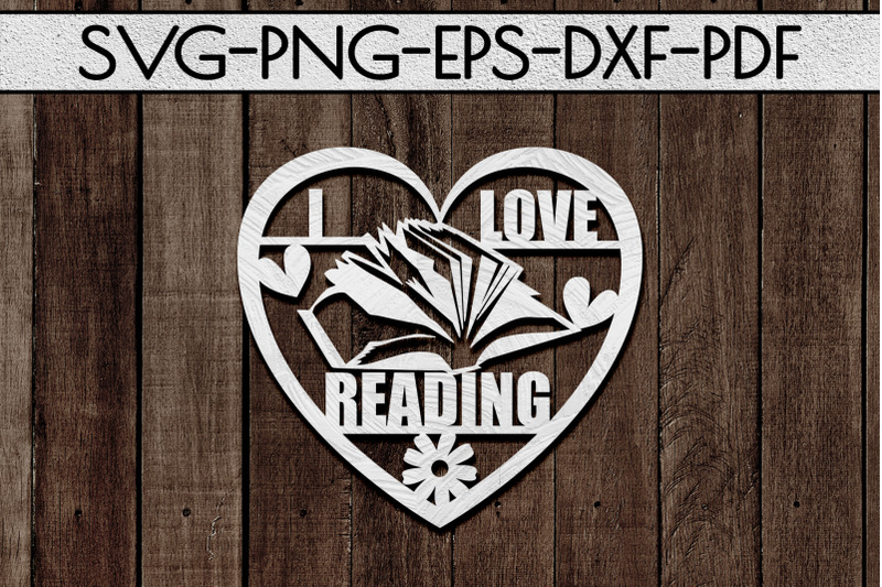 Download I Love Reading Papercut Template, Bookworm Cut Files, SVG By Mulia Designs | TheHungryJPEG.com