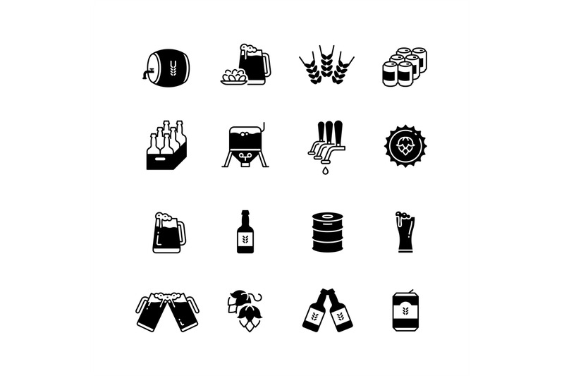 beer-and-brewing-vector-icons-set-brewery-bottle-and-glass-symbols